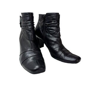 Paul Green Black Leather Ankle Boots Handmade Austria Women’s SZ:10.5 UK 8